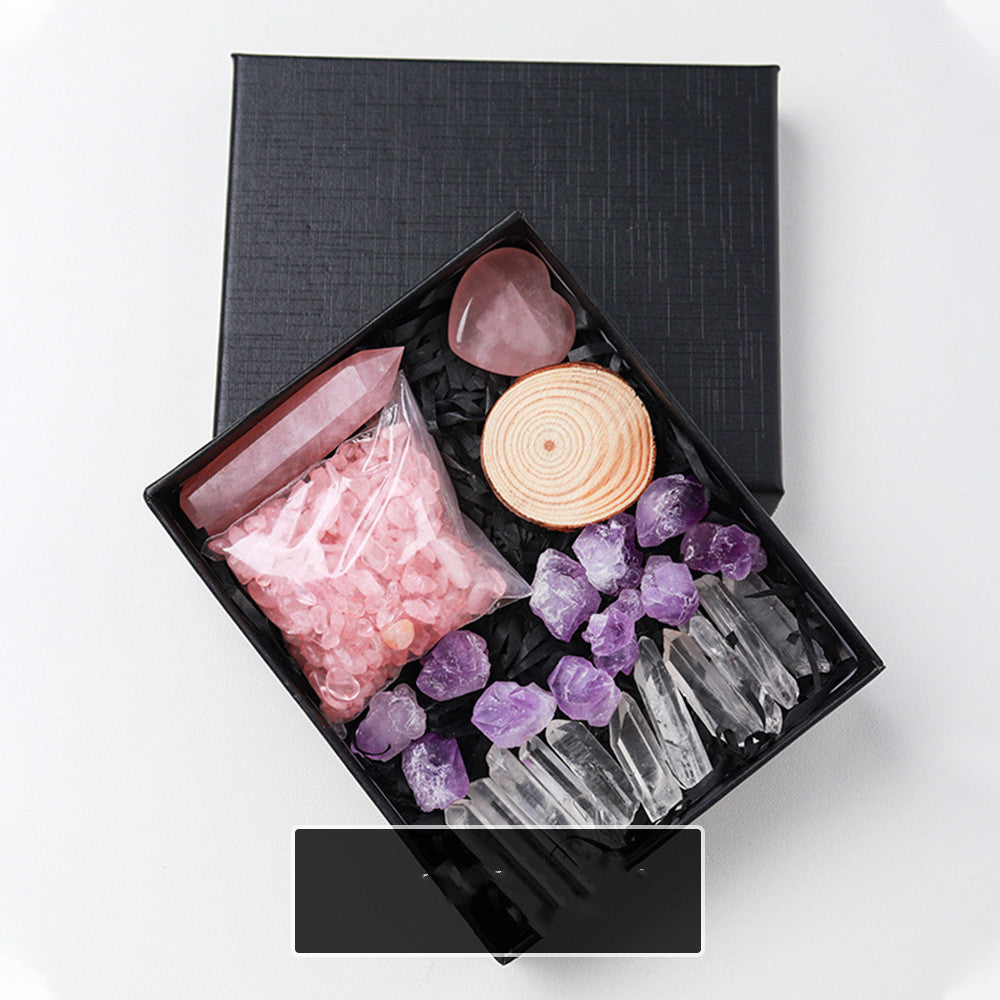 Natural Crystal Rough Pillar Crushed Stone Gift Set