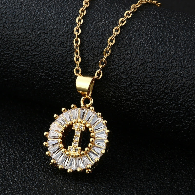 Personalized Initial Necklace with Cubic Zirconia