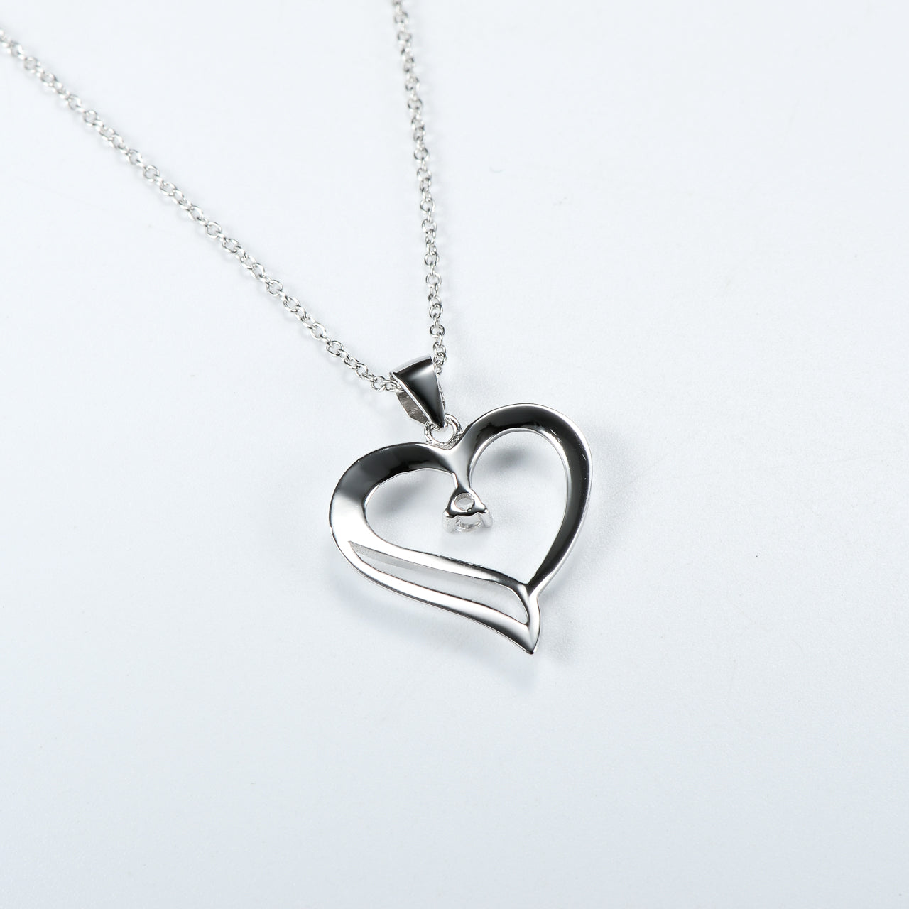 Heart  Pendant 925 Silver Diamante Necklace