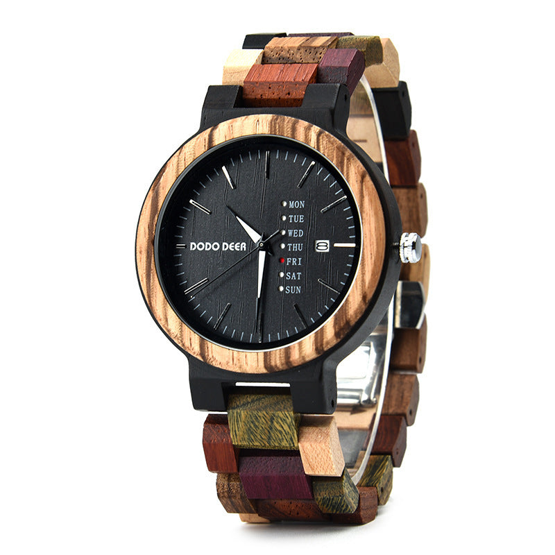 Wood Couple's European And American Style Calendar Watch