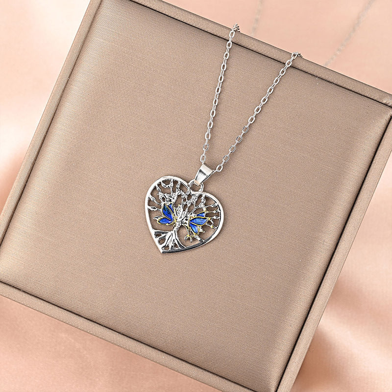 Creative Tree Of Life Butterfly Pendant Necklace