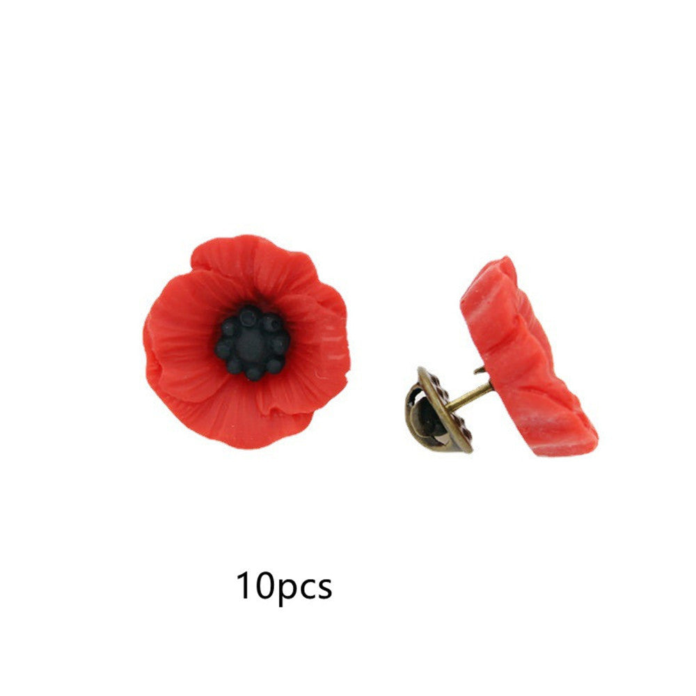 Resin Poppy Flower Anti War Commemorative Brooch