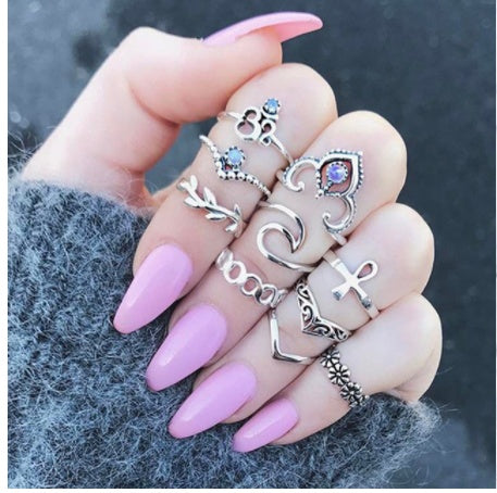 Gold Boho & Vintage Stackable Ring Set