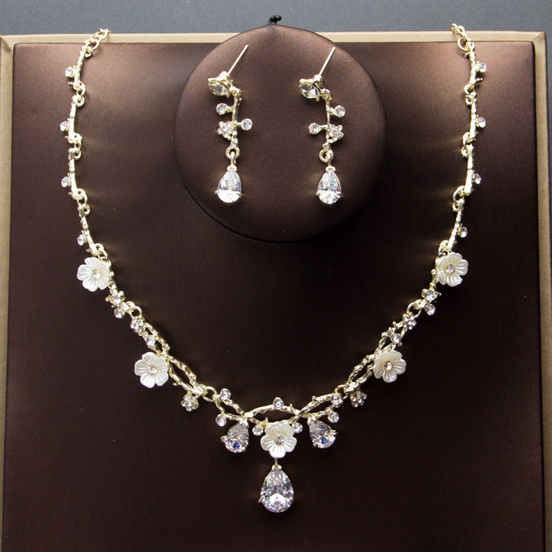 Bridal Wedding Zircon Necklace Earrings Set