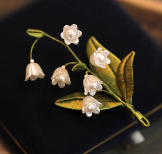 Vintage Corsage Coat Accessories With Handmade Lily Of The Valley Wrapped Pins