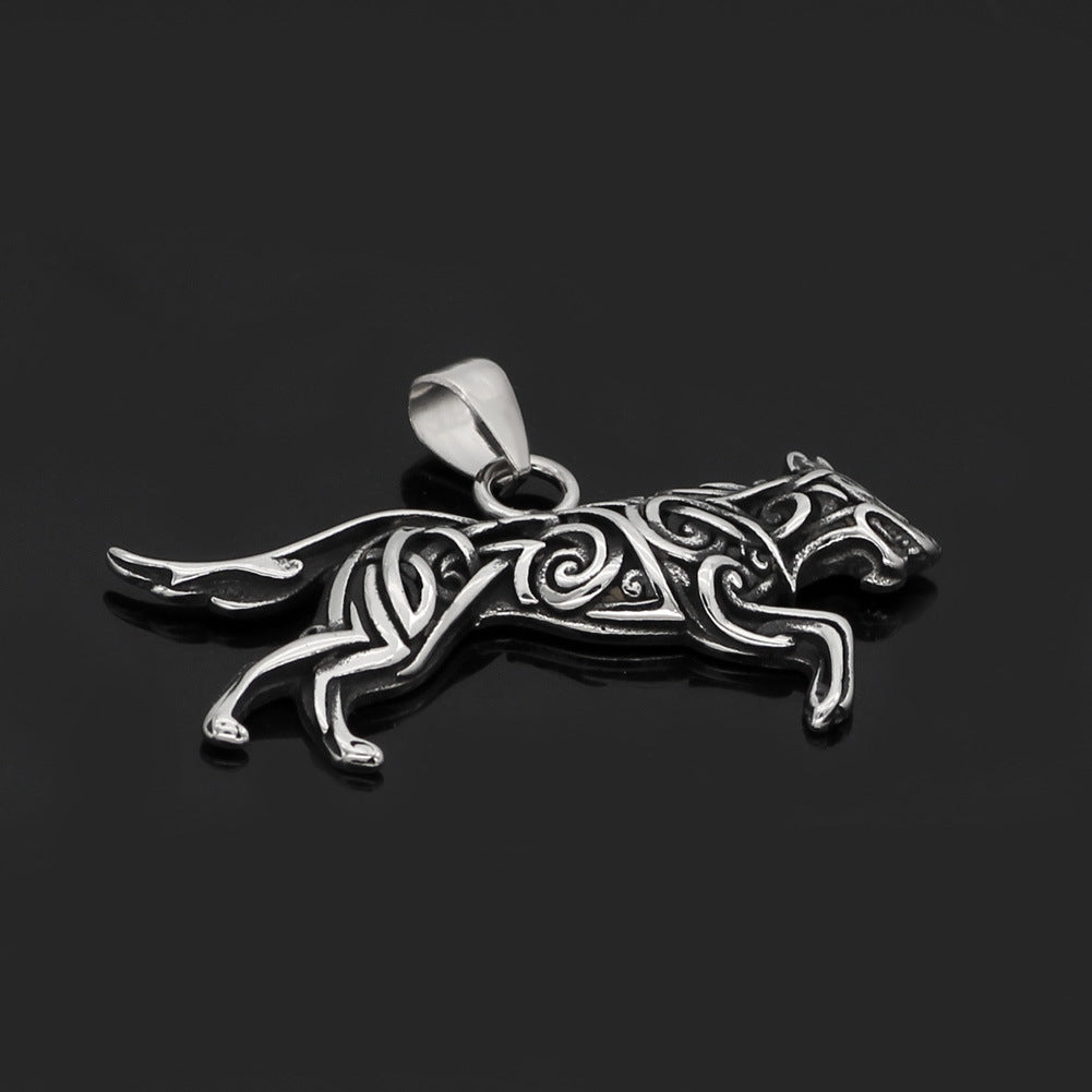 Wolf Stainless Steel Viking Pendant Necklace