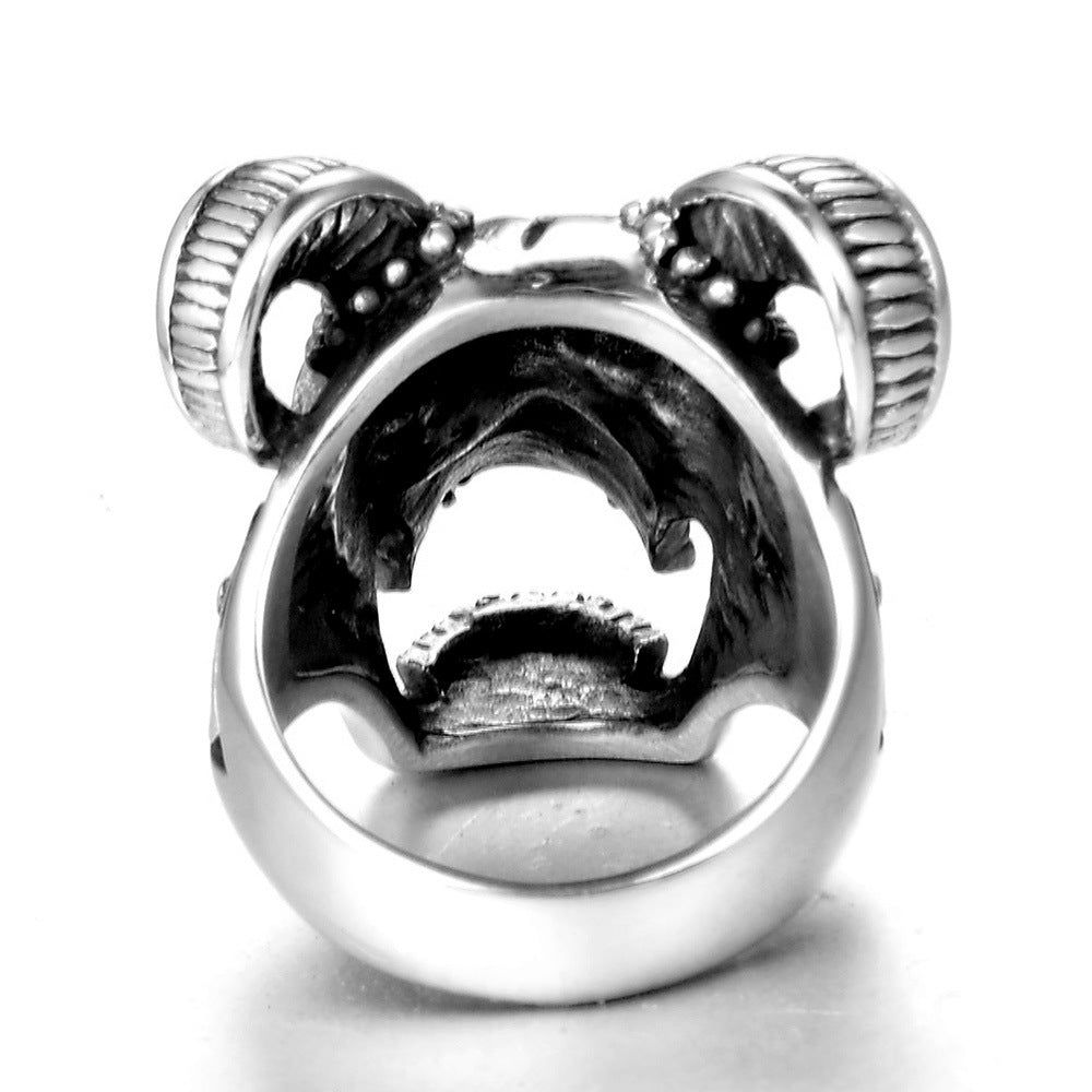 Stainless steel ring men's jewelry ring wholesale vintage sheep's head ring