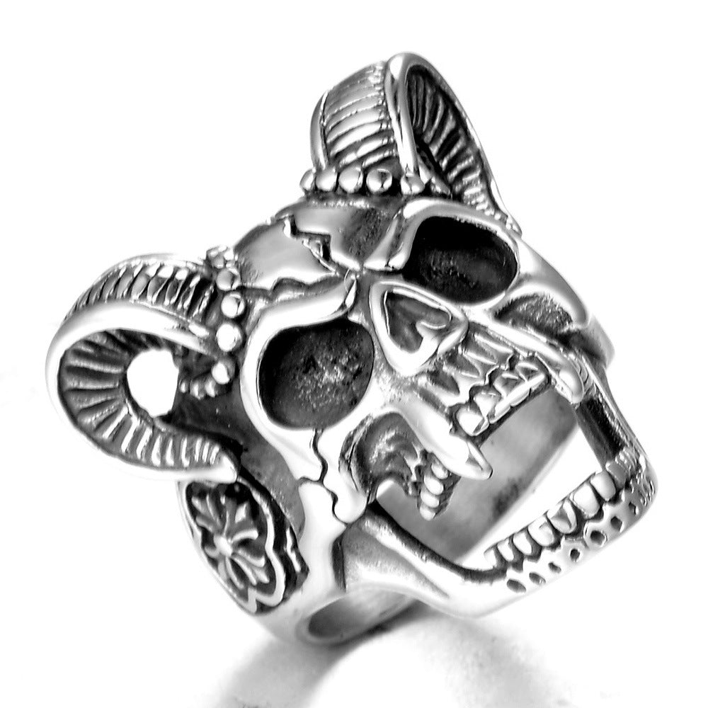 Stainless steel ring men's jewelry ring wholesale vintage sheep's head ring