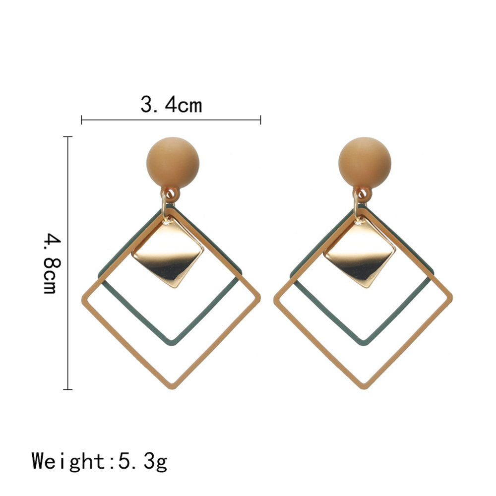 Korean Elegant Long Hanging Earrings for Women Simple Hollow Hyperbole Earings Metal Triangle Jewelry Personality Drop Ear Ring