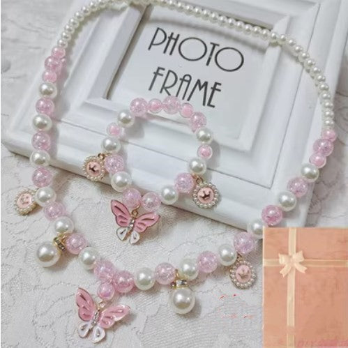 Children's Necklace Jewelry Pearl Bracelet Set