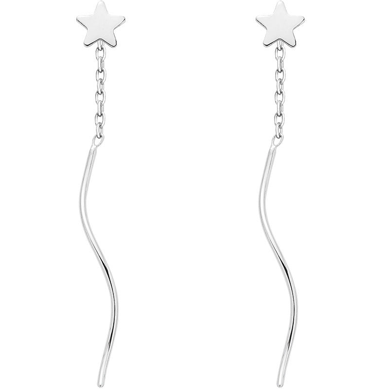 Sterling silver stud earrings with tassel five-pointed star wave earrings