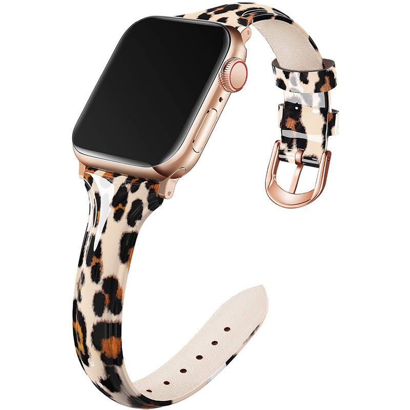 Compatible With , Suitable For  Watch 6se Strap Watch Small Waist Glossy Patent Leather Iwatch Leather Strap