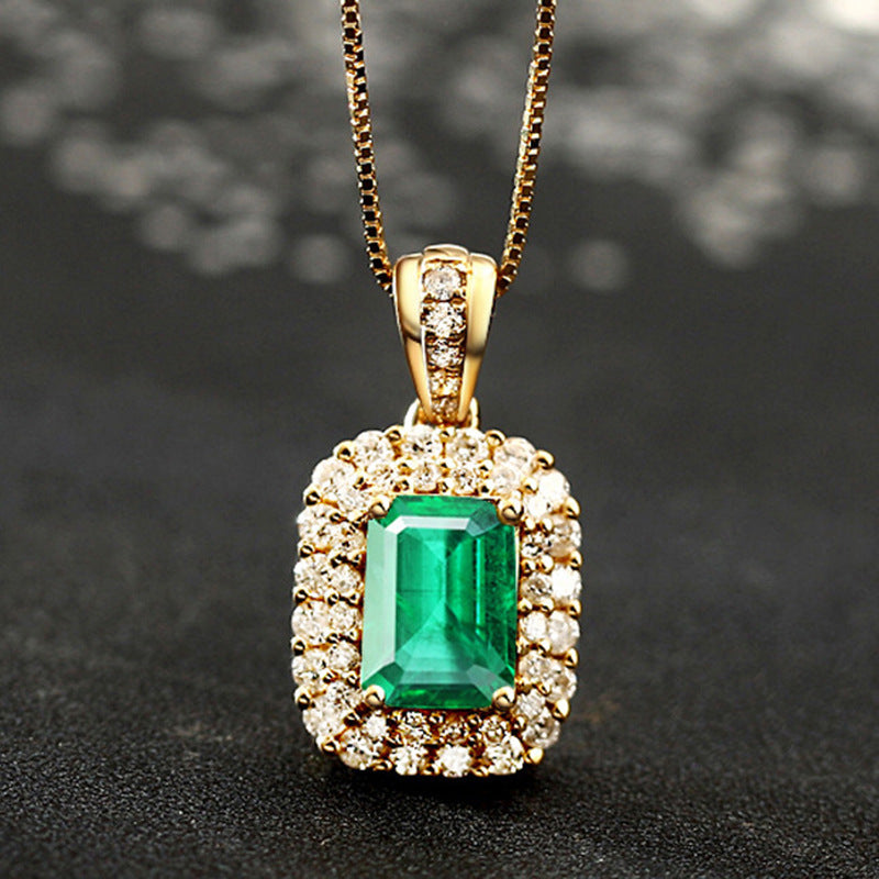 Plated 18k Yellow Gold Color Fashion Emerald Gemstone Simulation