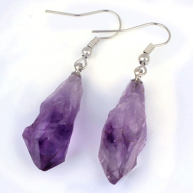 Natural Crystal Unshaped Rough Stone Earrings Earrings