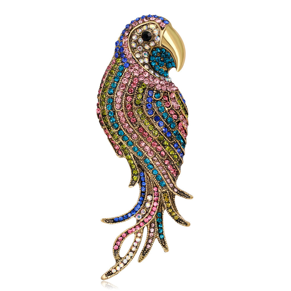 Fashionable Personality Colored Diamond Parrot Brooch