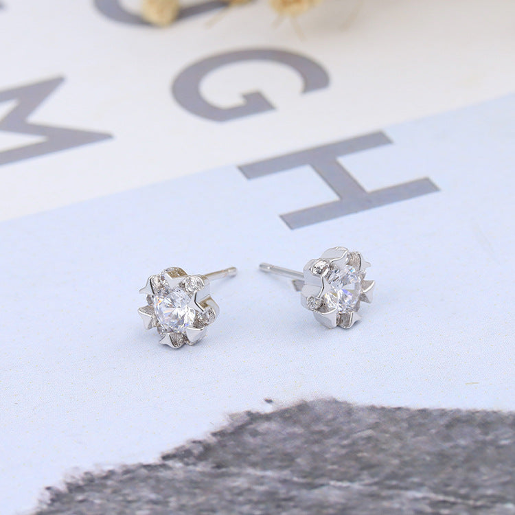 Genuine snowflake stud earrings