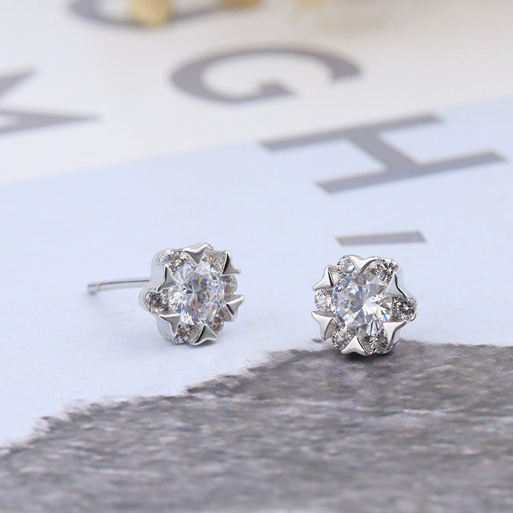 Genuine snowflake stud earrings