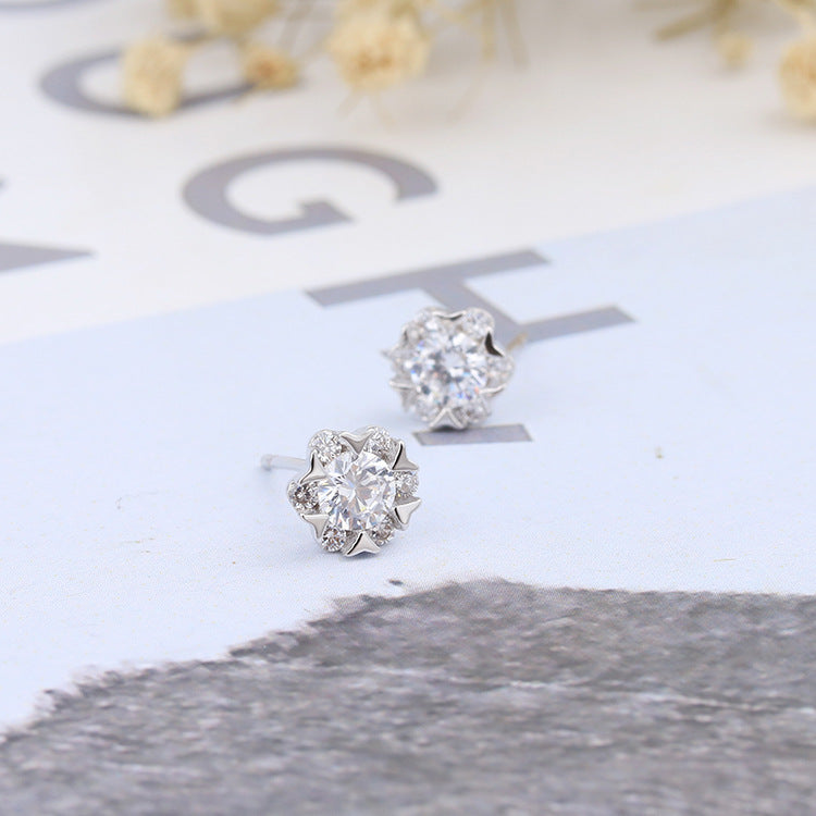 Genuine snowflake stud earrings