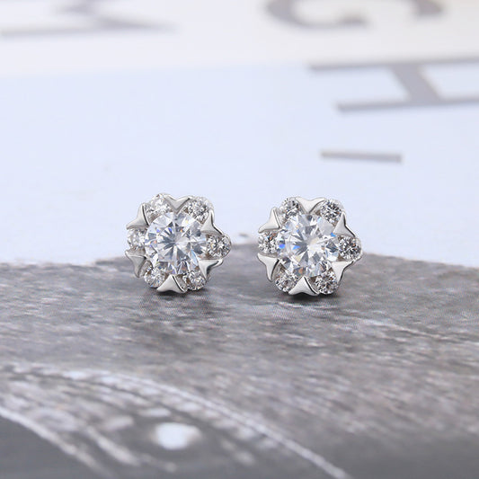 Genuine snowflake stud earrings