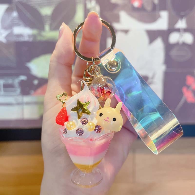 New Creative Animal Ice Cream Keychain Pendant