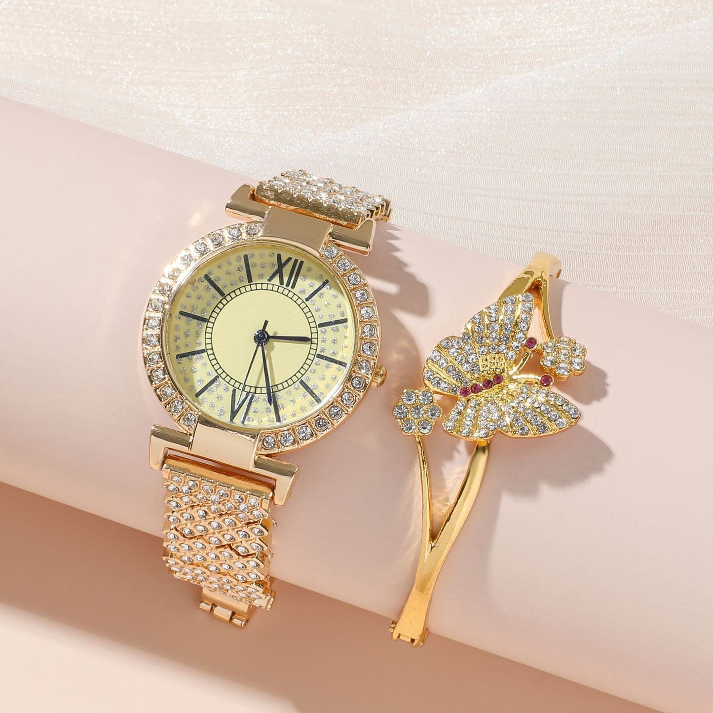 Bracelet Full Diamond Women's Luxury Elegant Gold Watch