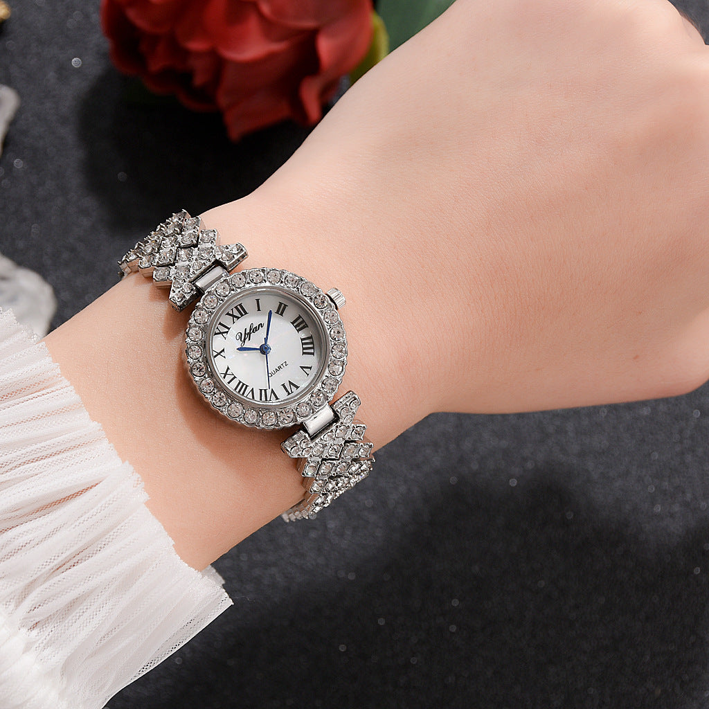 Exquisite Dial And Strap Full Of Diamonds Ancient Roman Scale Women's Watch