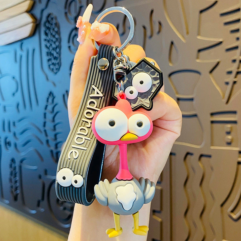 Big Eyes Ostrich Doll Cartoon Car Keychain