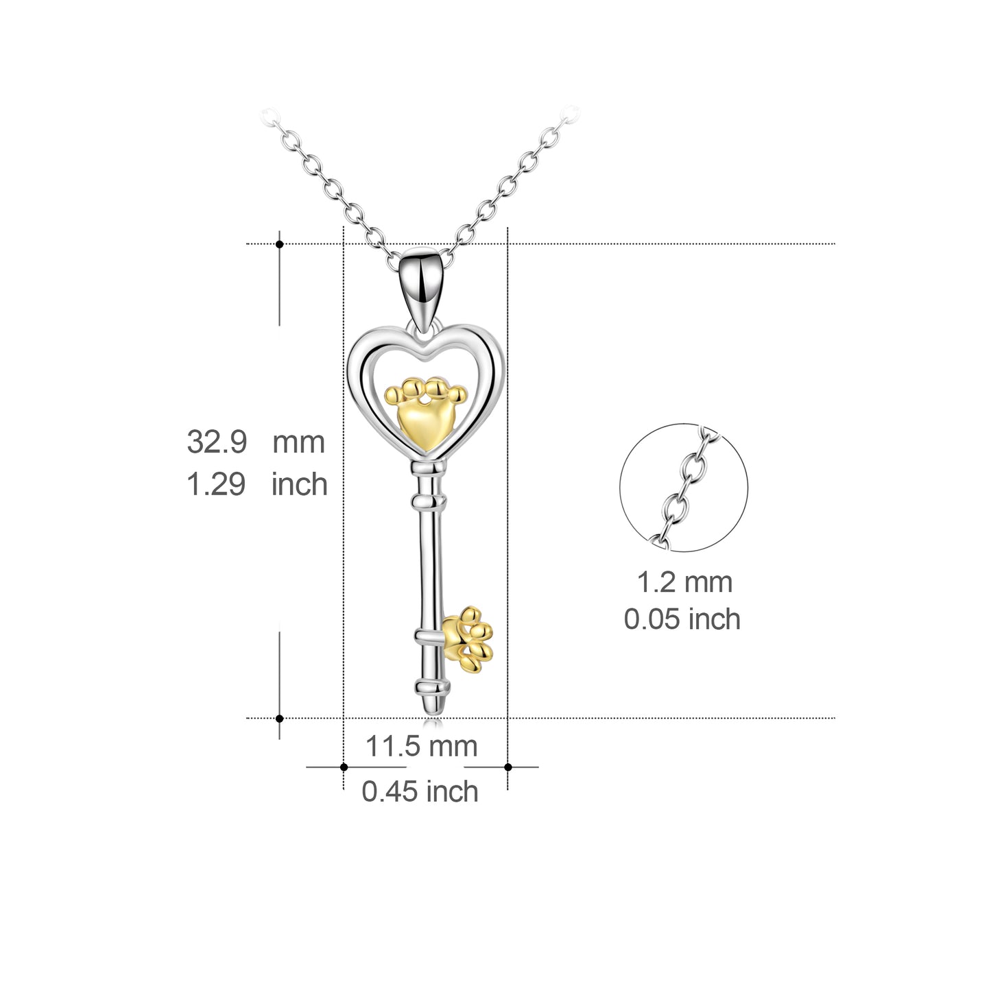 Key Pendant 925 Silver Necklace