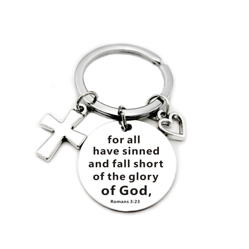 Christian Bible Scripture Pendant Cross Heart Charms Keychain