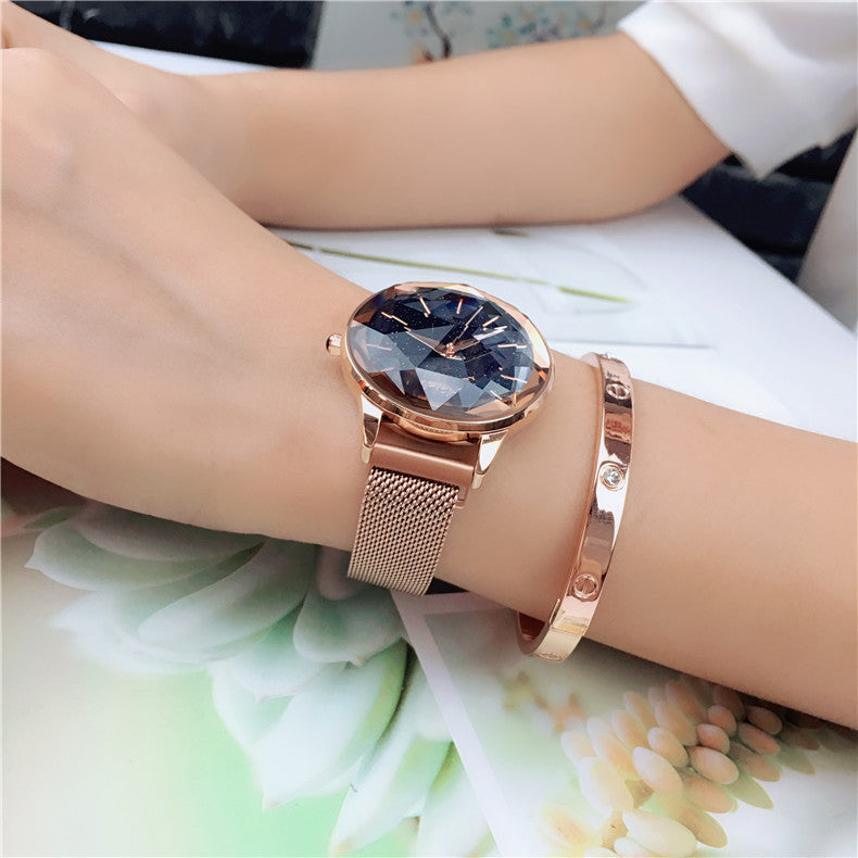 Star-cut face waterproof student watch