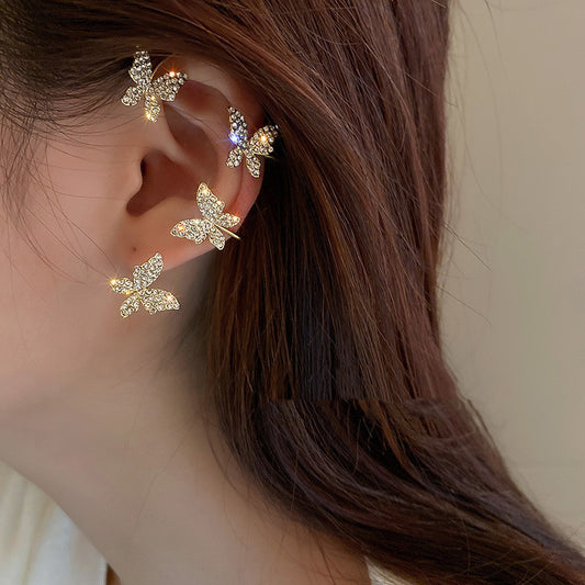 Korea Diamond Butterfly Ear Hook Without Pierced Bone Clip