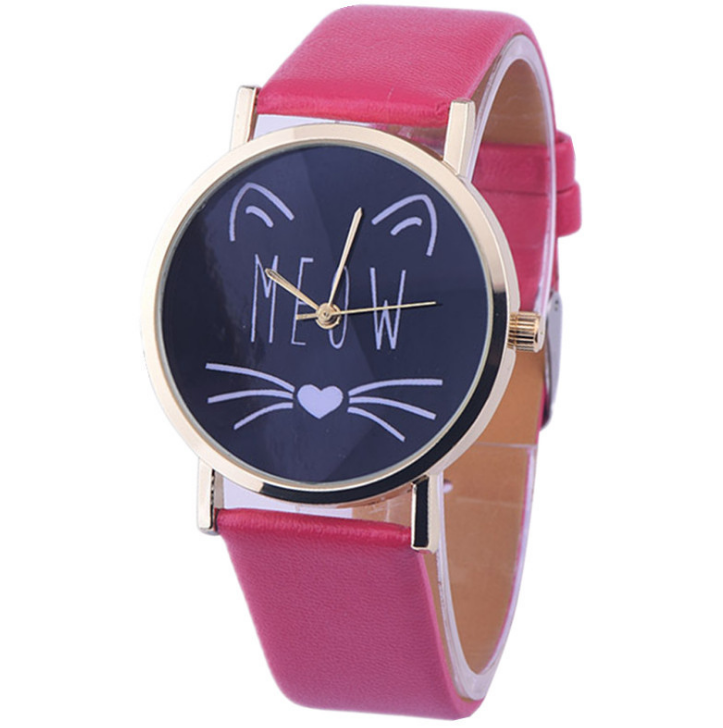 Watch watches women fashion watch  Luxury Cute Cat Pattern PU Leather Band Analog Quartz Vogue Wristwatch