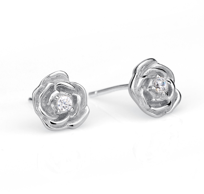 925 Silver Rose Shape Ear Stud