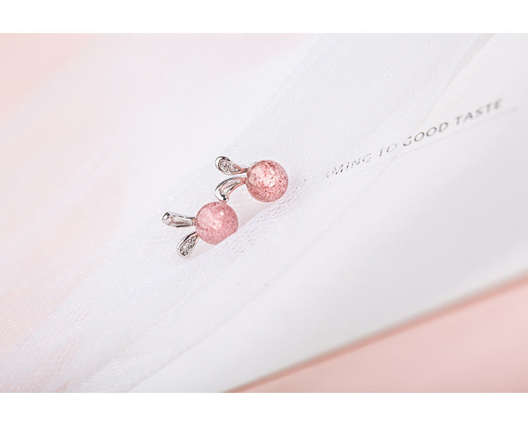 Cute Little Rabbit Strawberry Crystal Earrings