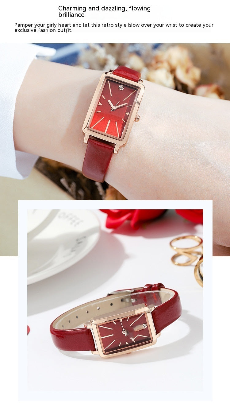 Retro Style Small Square Plate Women's Watch