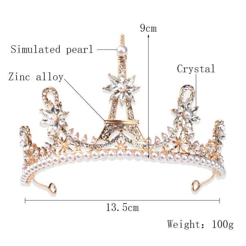 Golden Crown Eiffel Tower Rhinestone Flower Crown