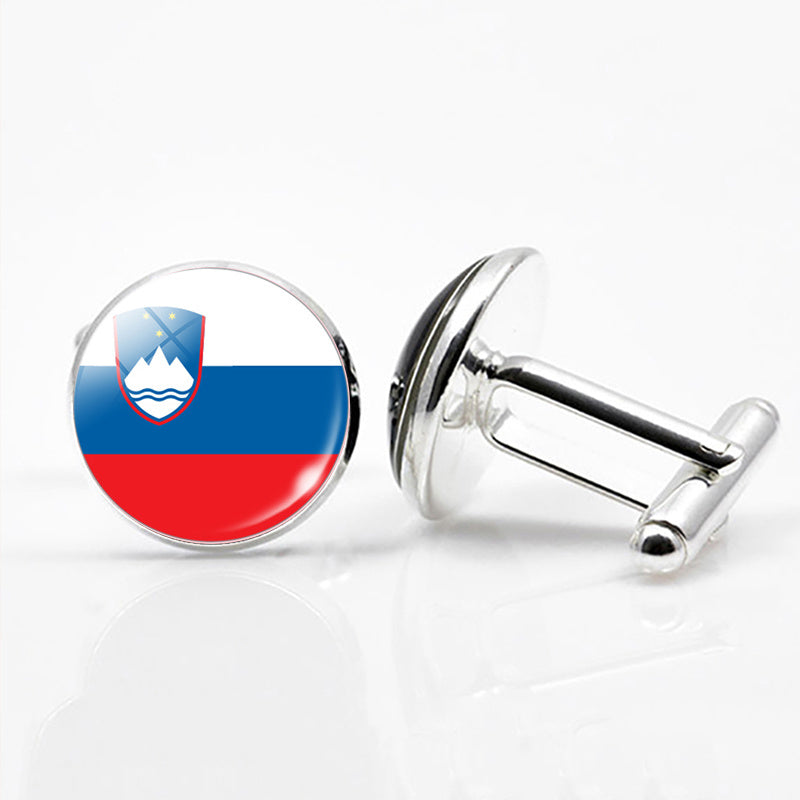 National Flags of the World Series Time Gem Cufflinks Jewelry