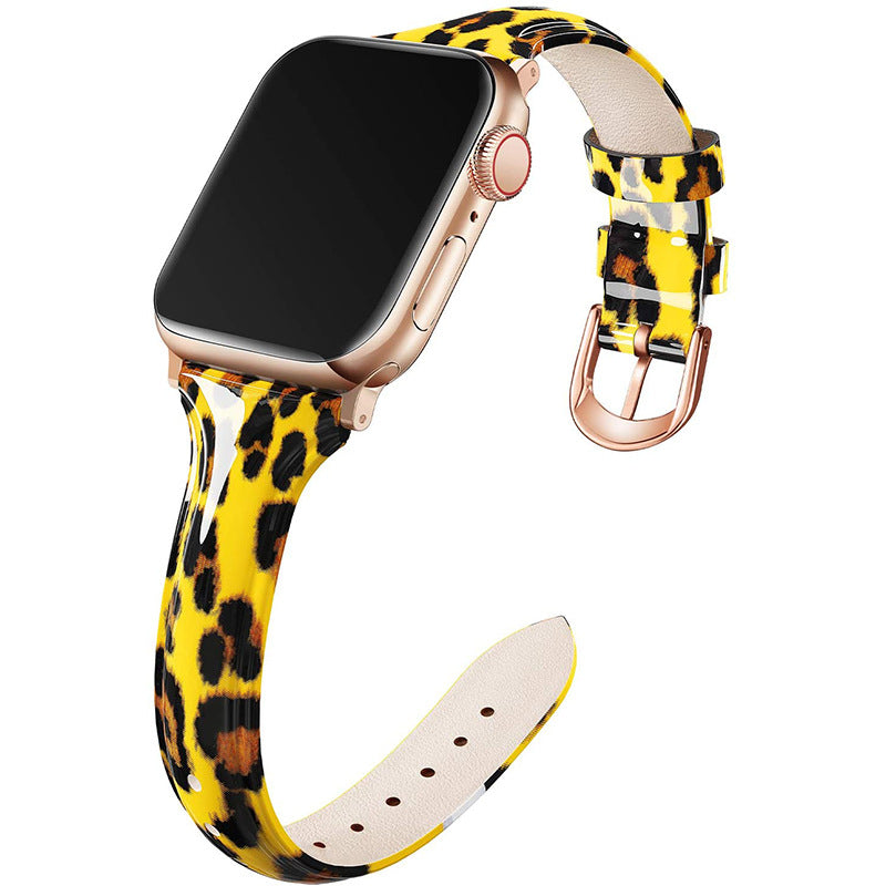 Compatible With , Suitable For  Watch 6se Strap Watch Small Waist Glossy Patent Leather Iwatch Leather Strap