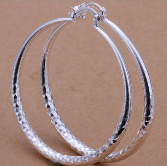 925 Silver Exaggerated Large U-Shape Hoop Earrings