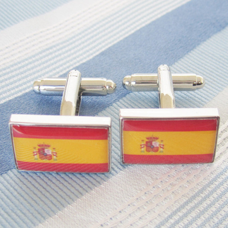 Men's Business Cufflinks Spanish Flag Exquisite