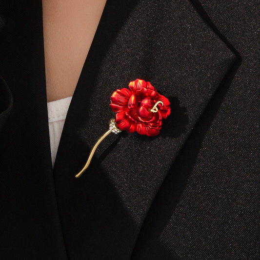 Women's Exquisite Red Rose Shape Brooch