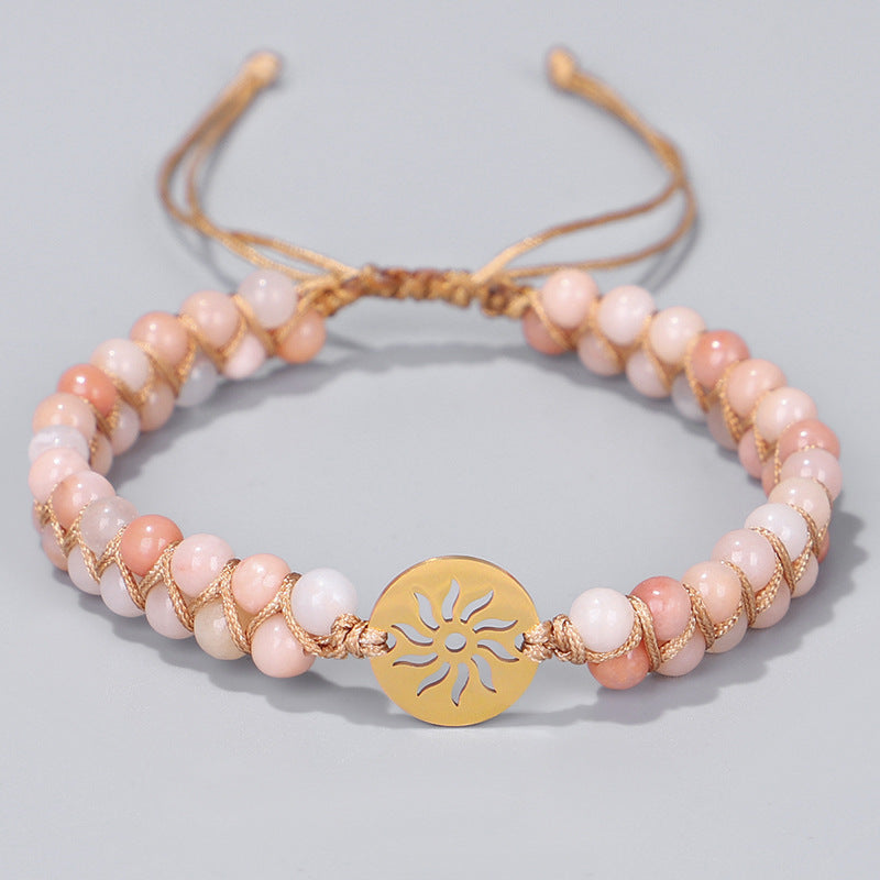 Double Layer Hand-woven Natural Stone Hollow Yoga Meditation Bracelet