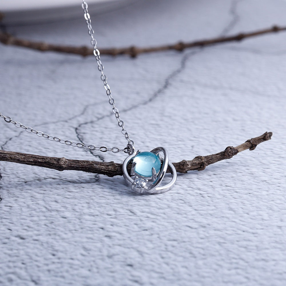 Planet necklace, crystal necklace, female