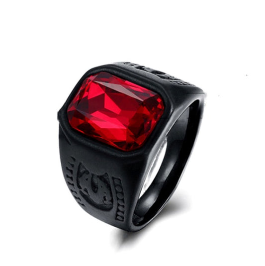 Vintage Red Stone Black Ring For Men Women Punk Gothic Style Male Finger Jewelry Gift Wholesale