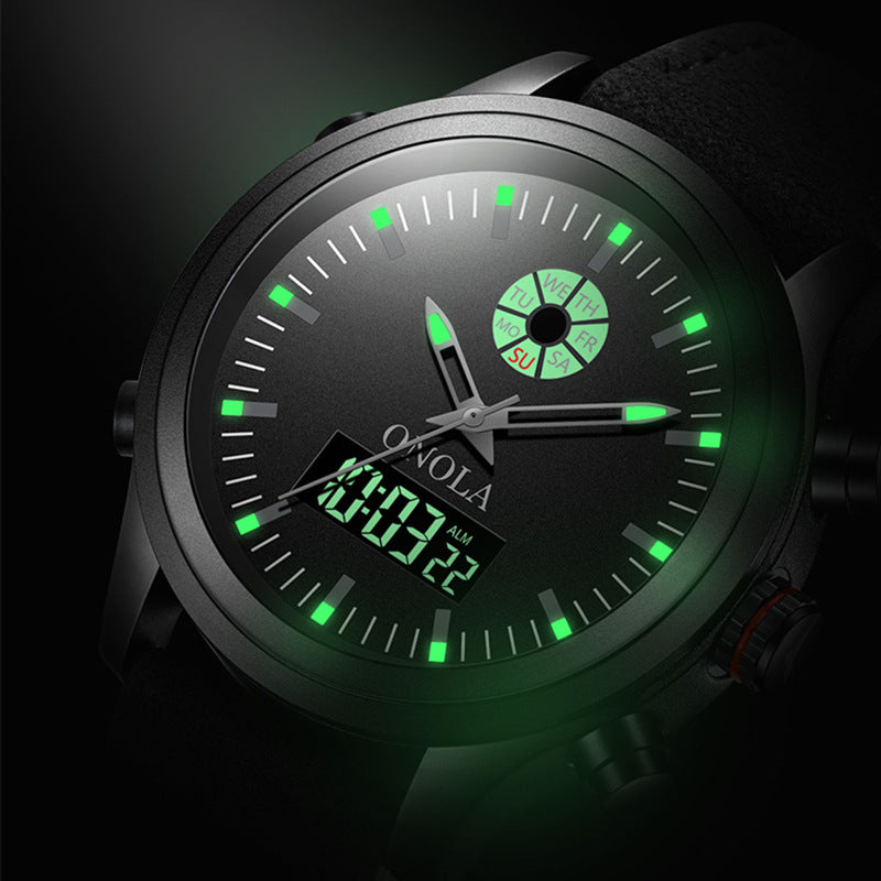 Waterproof luminous dual display electronic watch