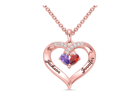 Gemstone necklace female heart-shaped couple custom lettering pendant gift