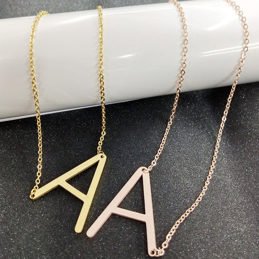 Personalized Elegance: Rose Gold Stainless Steel Initial Necklace