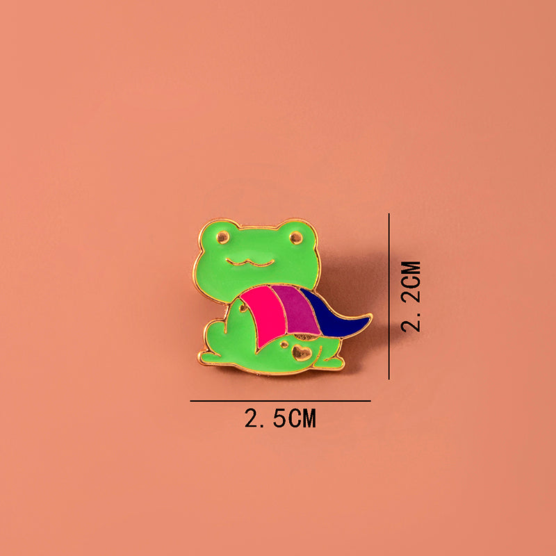 Enamel Bisexual Pride Frog Brooch Pin