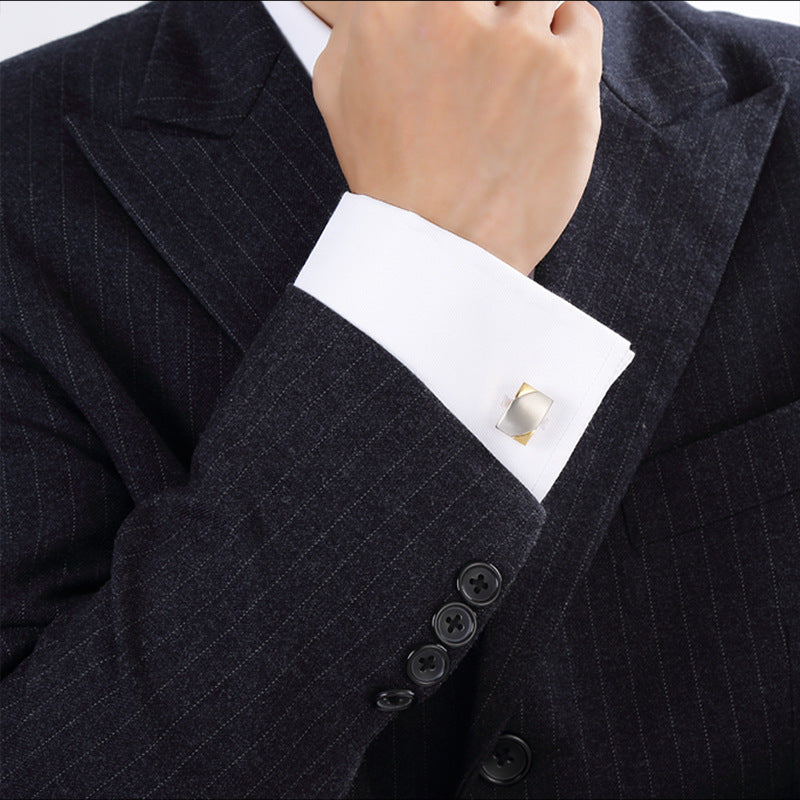 Gold two-tone brushed men's cufflinks