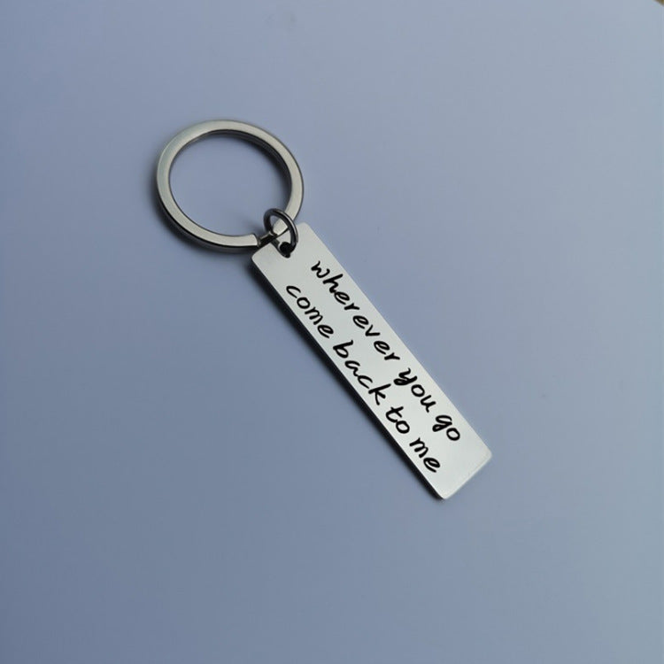 Fashion Simple Stainless Steel Letter Keychain